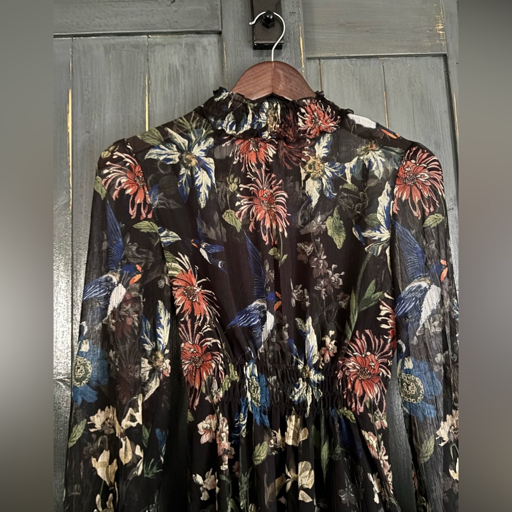 ZARA Basic sz XS sheer lined floral dress - Picture 3 of 11